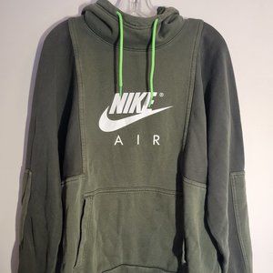 Nike Air Drawstring Hoodie Women's XL Green Colorblock Long Sleeve Cotton Blend